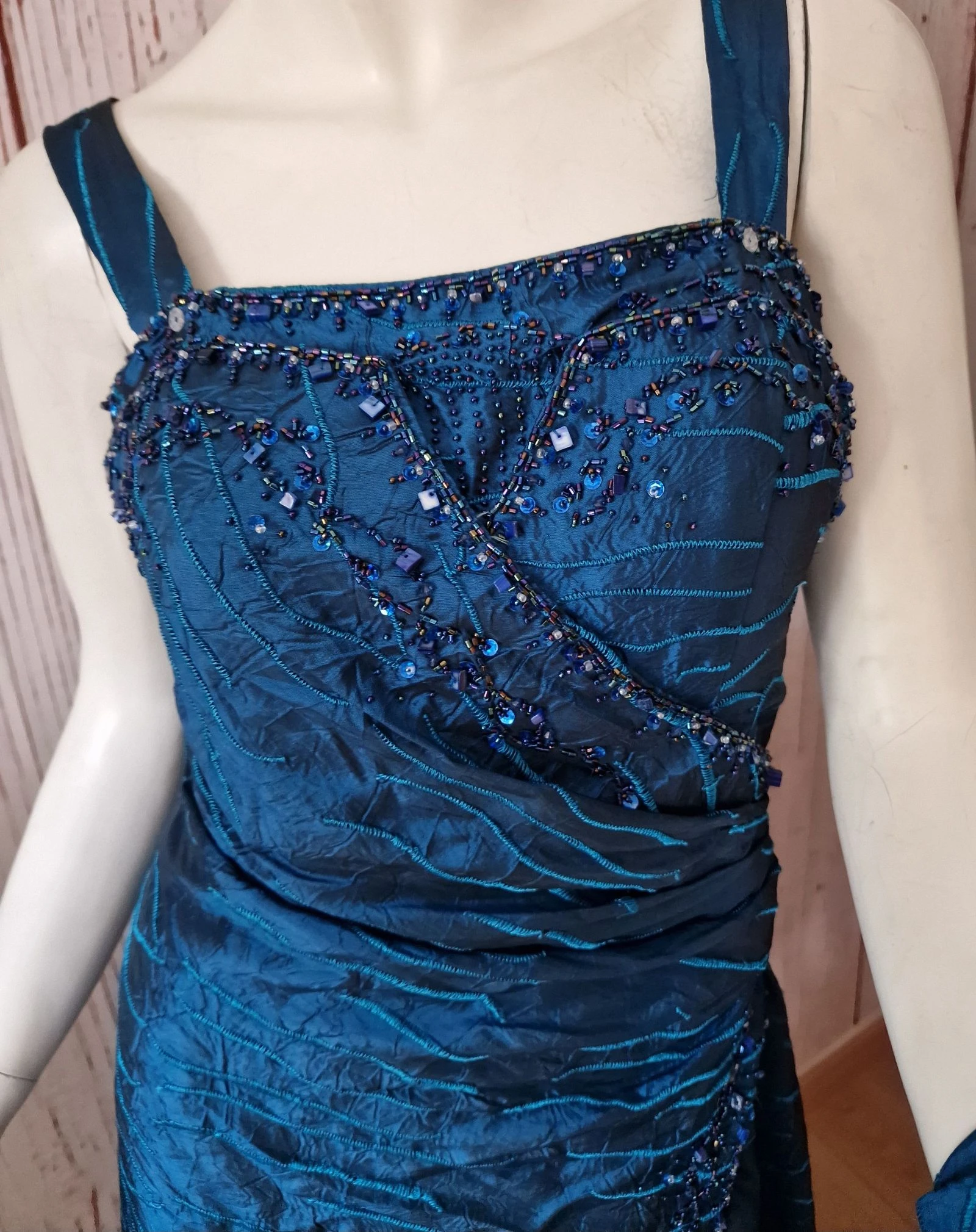 Vestido de Festa Solto Koton Azul Elétrico com Lenço - Tamanho P – photo 7
